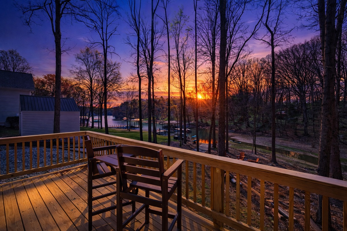 Sunset facing home - especially during the fall/winter when leaves have fallen.