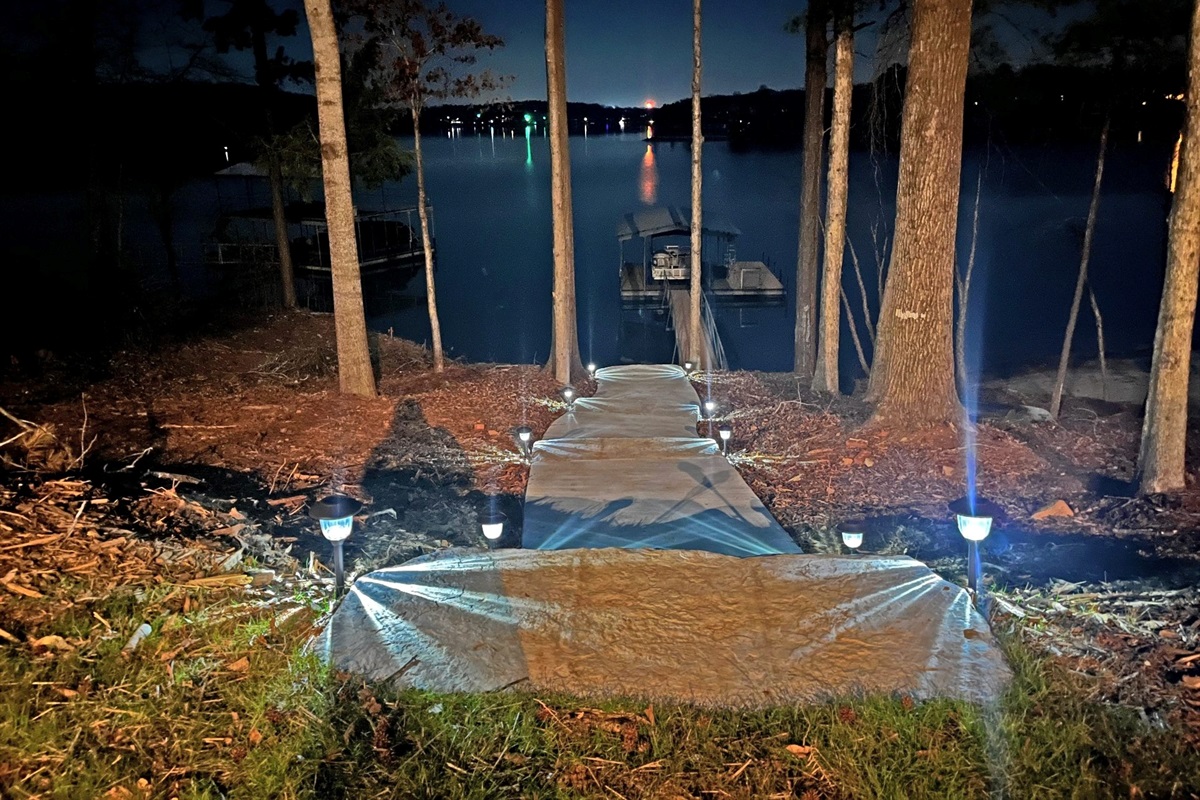 Lighted path to the water