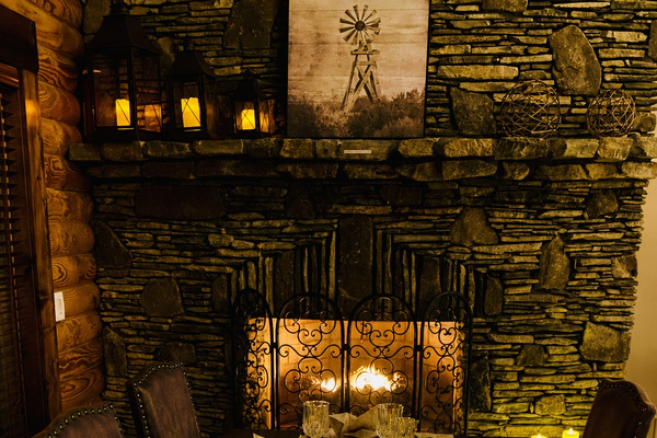 Dining Area with Fireplace View