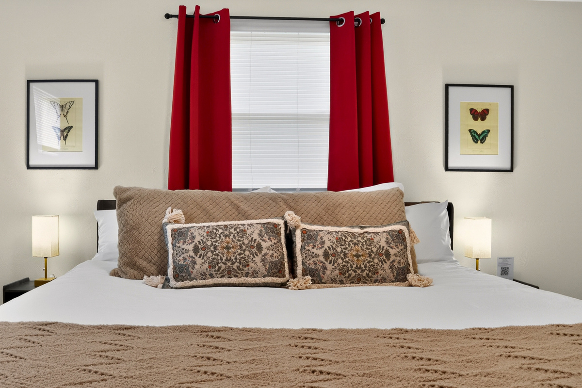 A restful night's sleep with comfortable bedding and pillows.