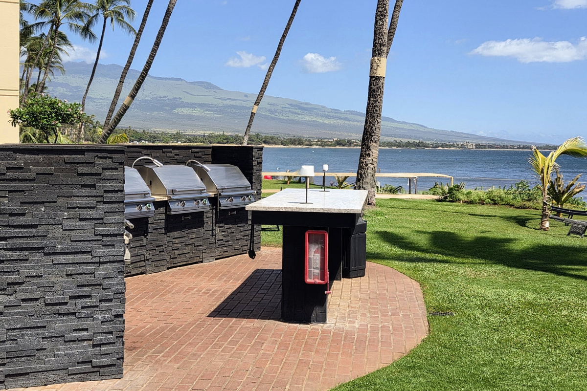 Beautifully redone oceanfront BBQs - best spot in the house for oceanfront cooking!