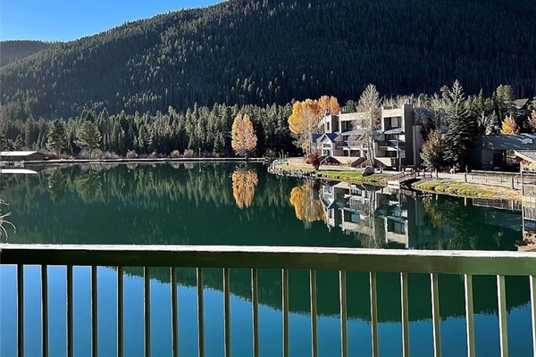 Beautiful autumn view outside on the large deck