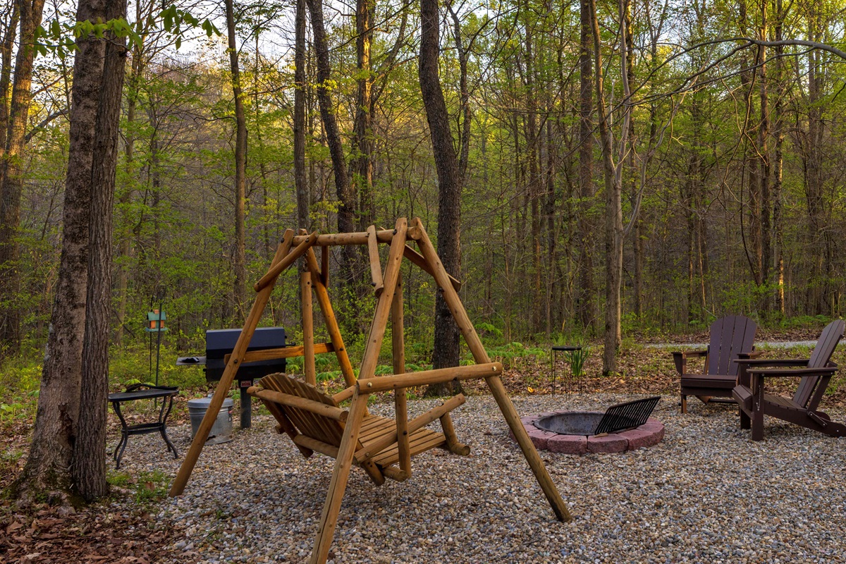There is a charcoal grill out by the firepit for your grilling needs.