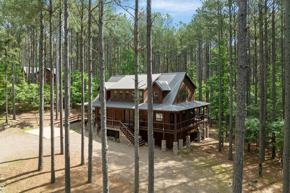 Everp&pi;ne is nestled amongst towering pines on1.5 acres just off a quiet street 