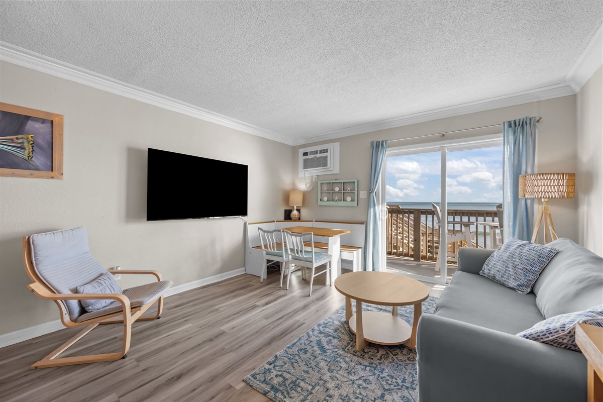 Beautiful view from the living space right out to the ocean