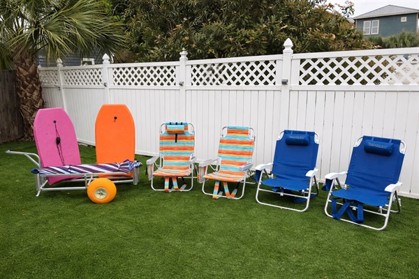 Chairs, beach wagon, umbrella and boards available for use!