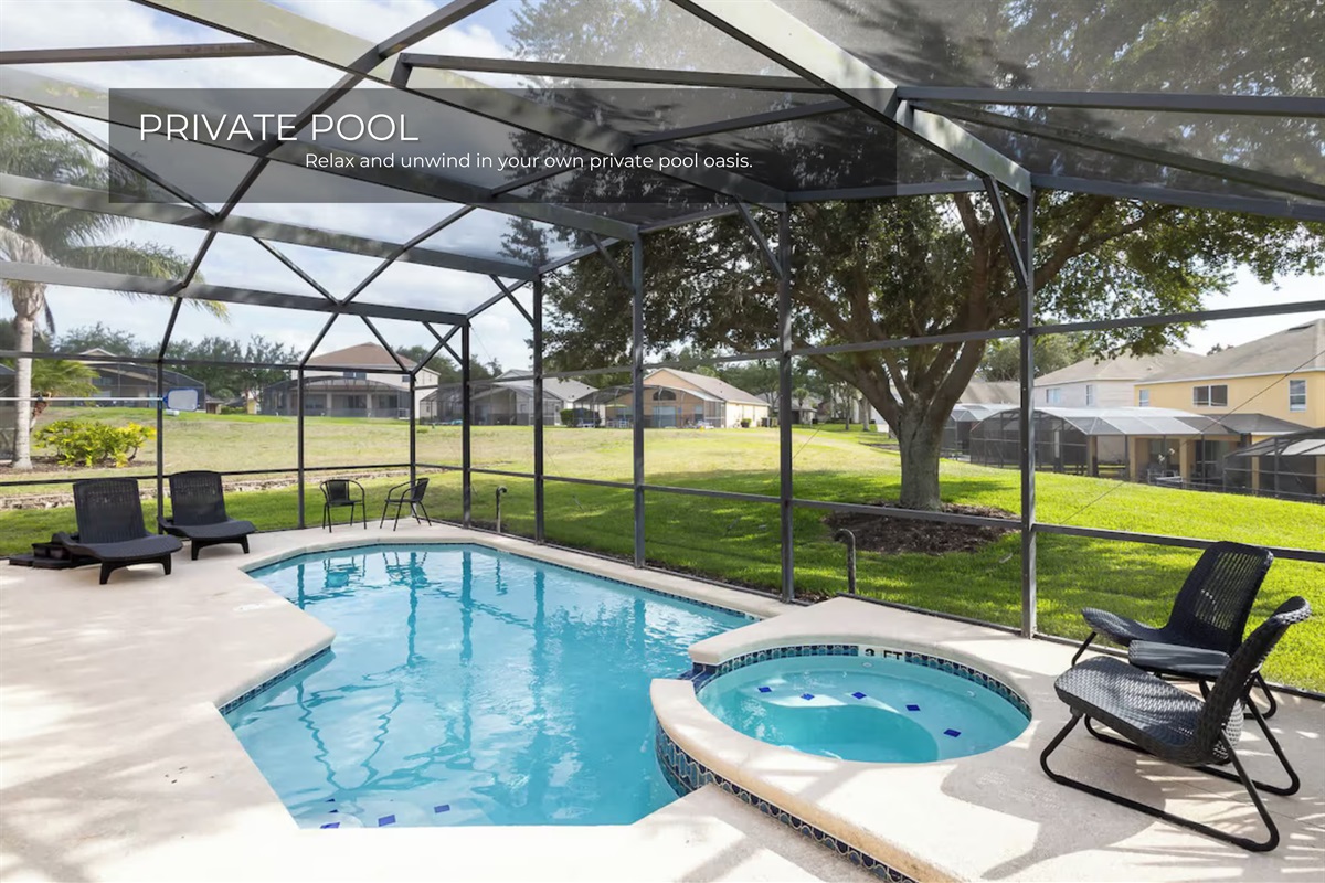 Dive into relaxation with your own private pool just steps away.