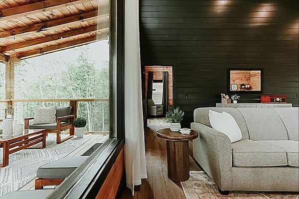 A soft, serene nook perfect for sipping coffee or curling up with a good book