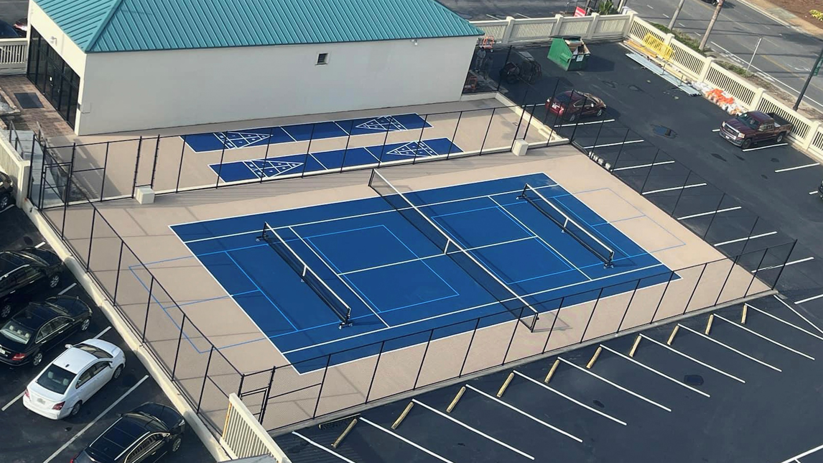 Challenge your crew to pickleball, tennis, or shuffleboard — all included!