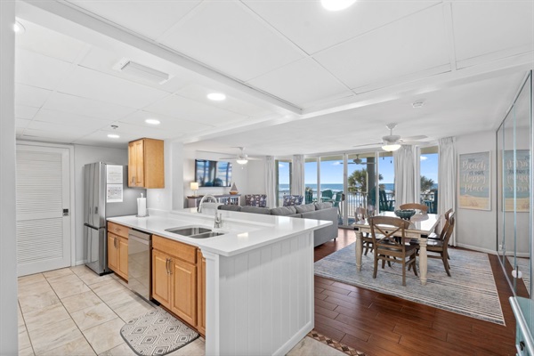 Spacious kitchen with amazing views