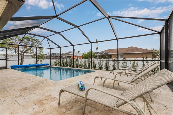 Four lounge chairs for relaxing and soaking up the Florida sun!