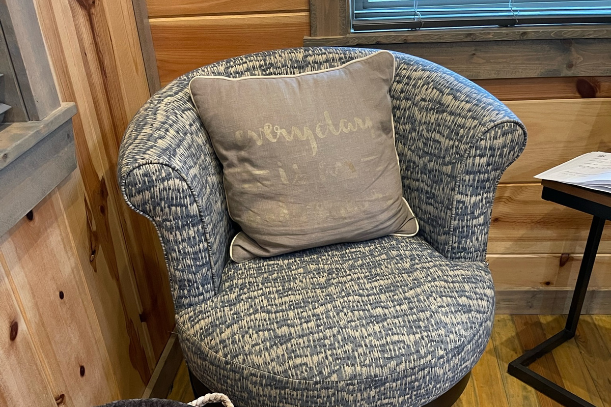 In the front corner of the living room - take a few minutes to sign our guest book and let us know what you loved about our cabin.