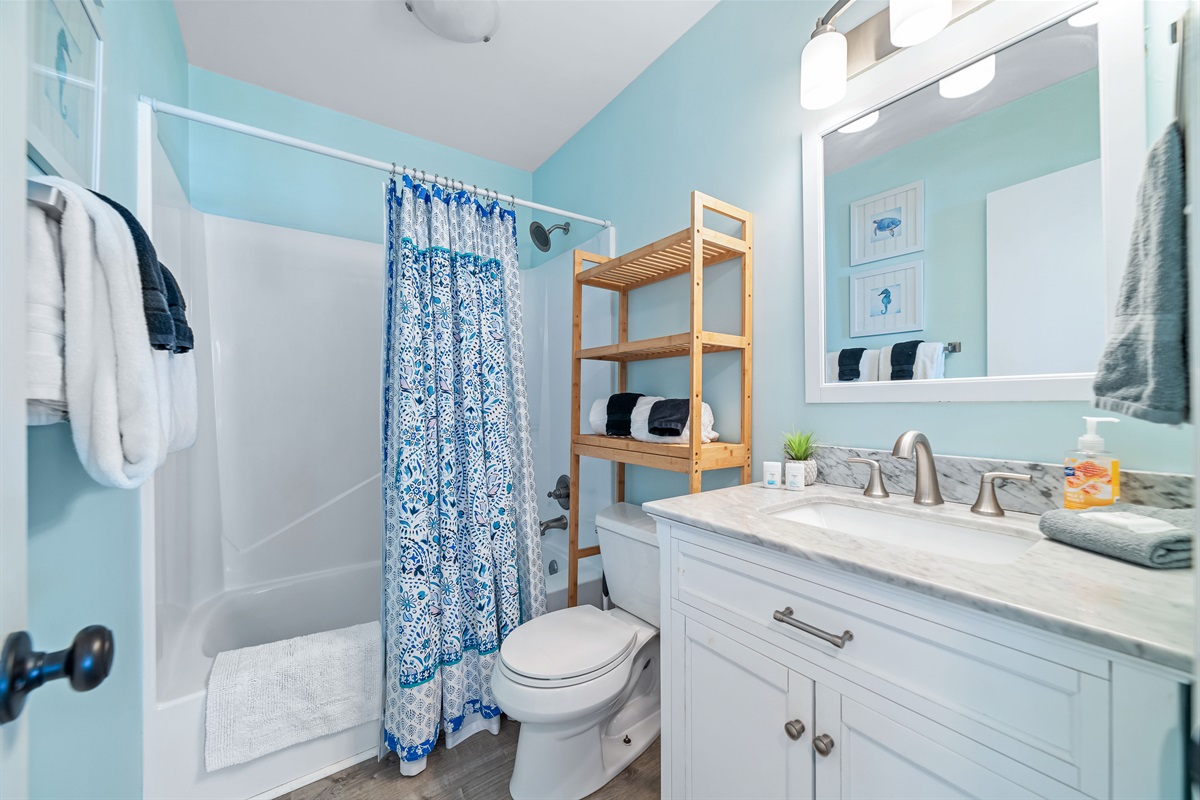 1 bathroom.  1 is a common area shared bathroom.  