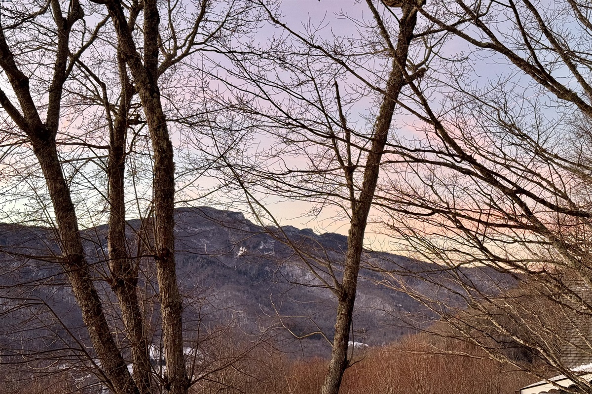 Grandfather Mountain's famous "profile view" is best seen from Seven Devils, and we are lucky enough to have seasonal views of his face! Sunset on Grandfather sure is beautiful!