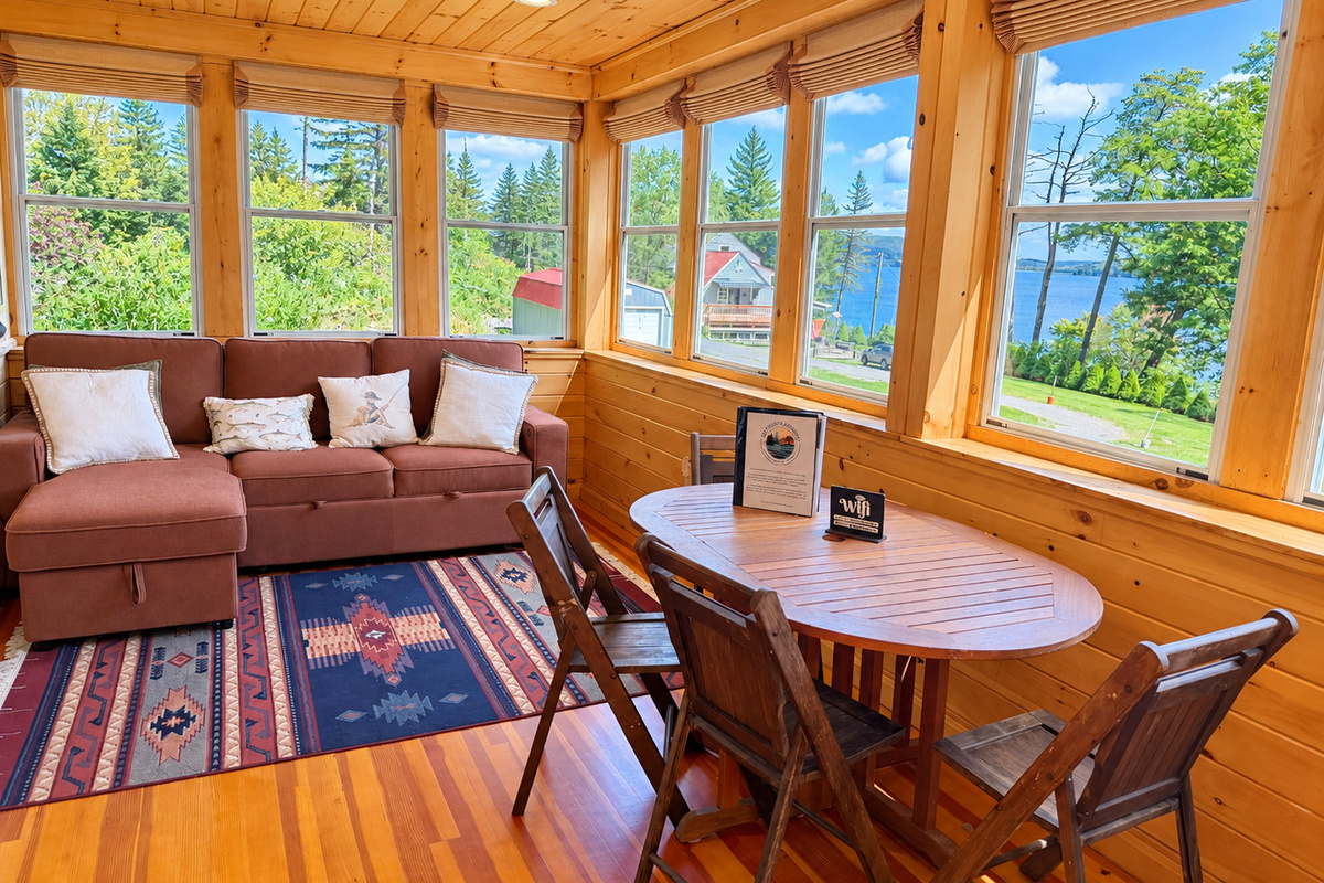 Living Room/dining area, sleeping porch overlooking Otsego Lake
