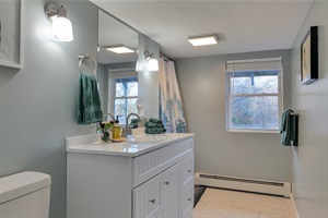 Bathroom sink and vanity with mirror