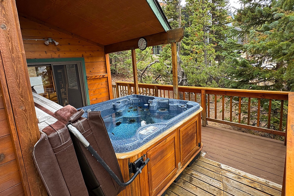 Covered private hot tub