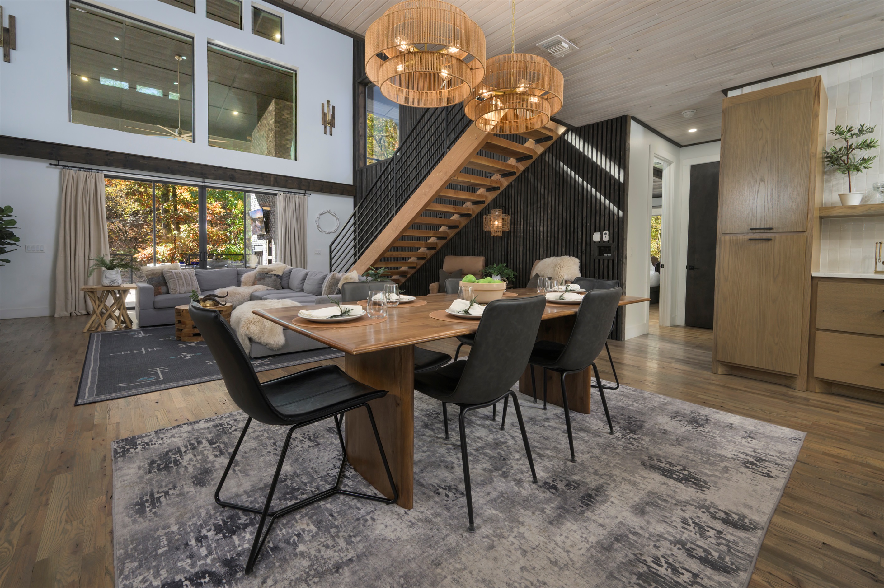 From shared meals to cozy evenings, this thoughtfully designed living and dining area is the heart of the cabin