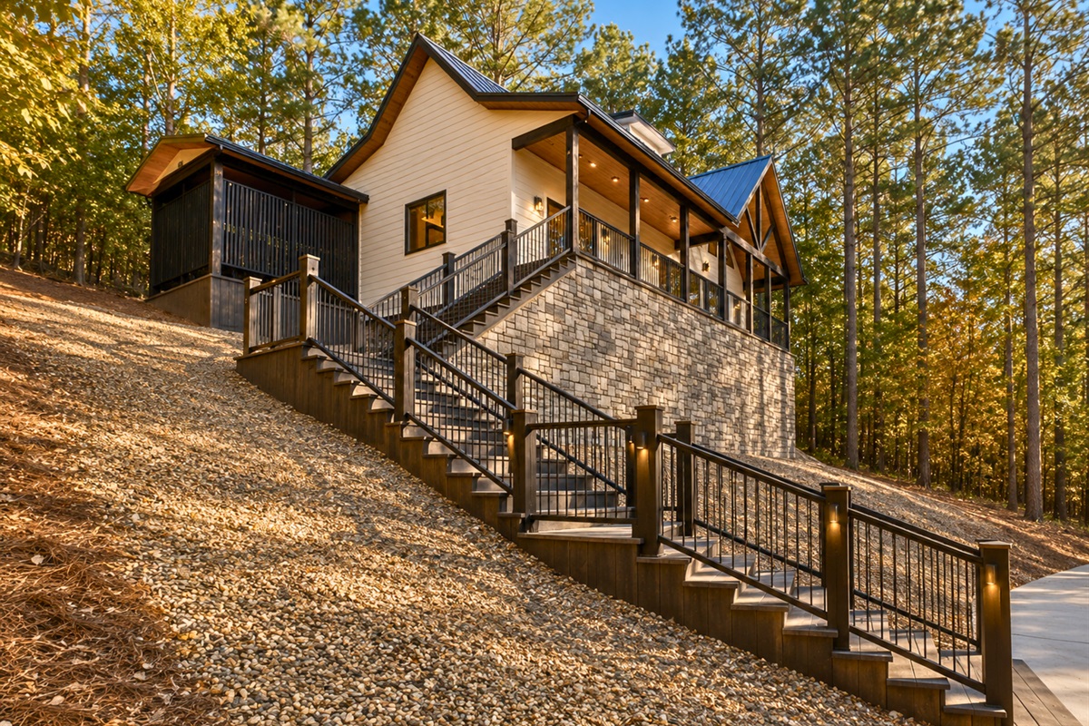 From the beautiful stone exterior to the peaceful hillside setting, every detail of Just You ‘N’ Me feels warm, inviting, and secluded.