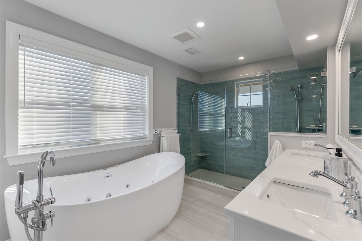Large Bathroom With Tub and Separate Shower