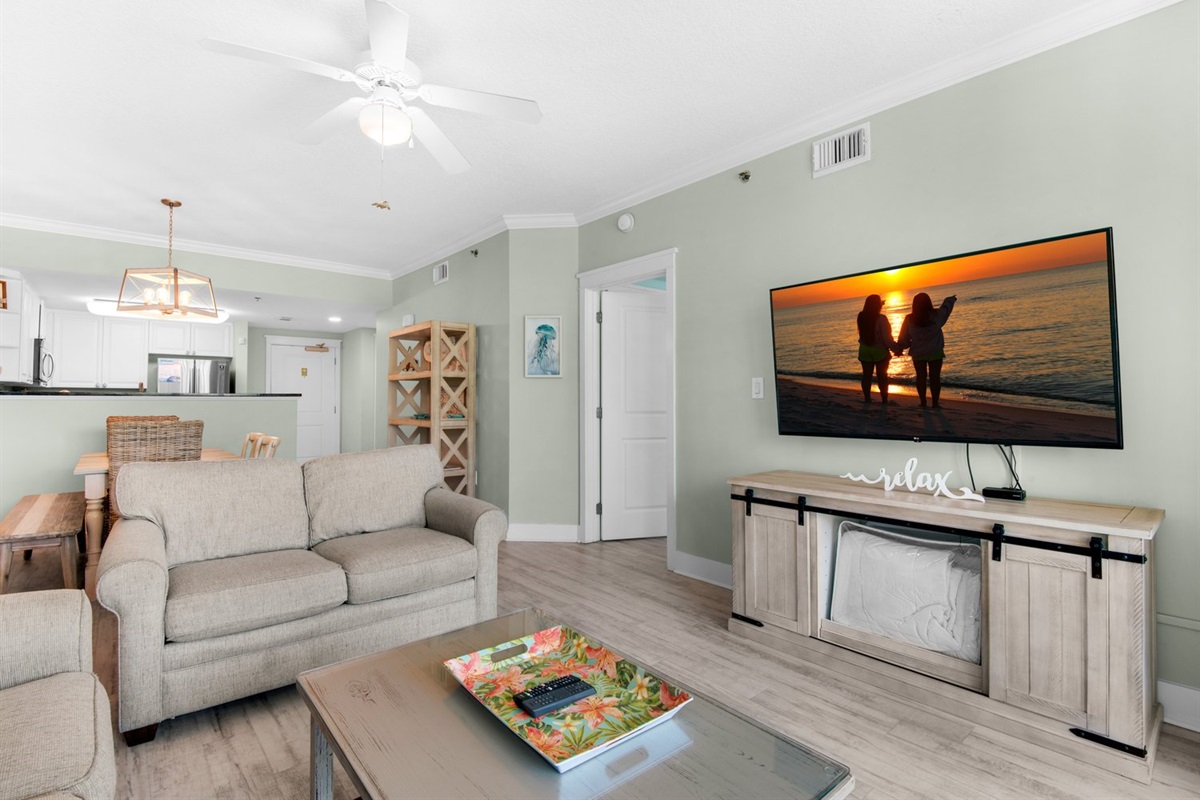 Comfortable living area with TV