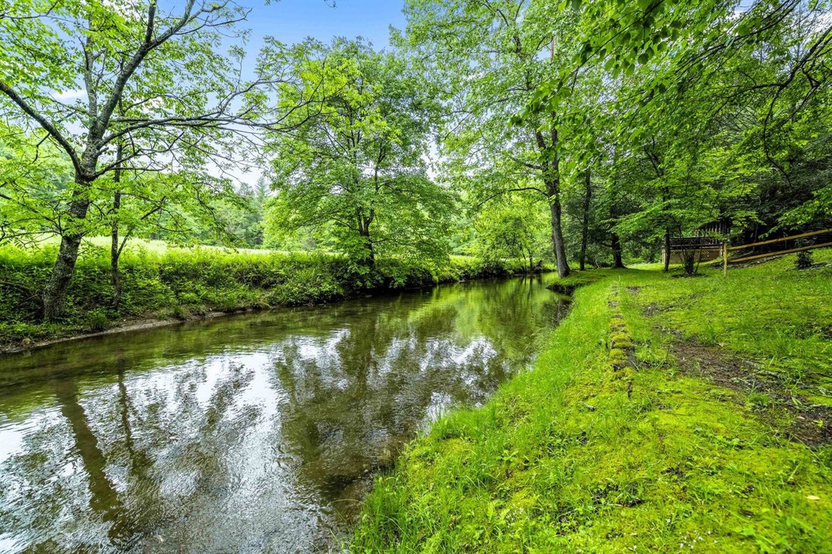 Fightingtown Creek runs along the property and has a wooded open space along with the gazebo.  Allows people to fish or wade in the water while others may choose to relax at creekside in the shade.