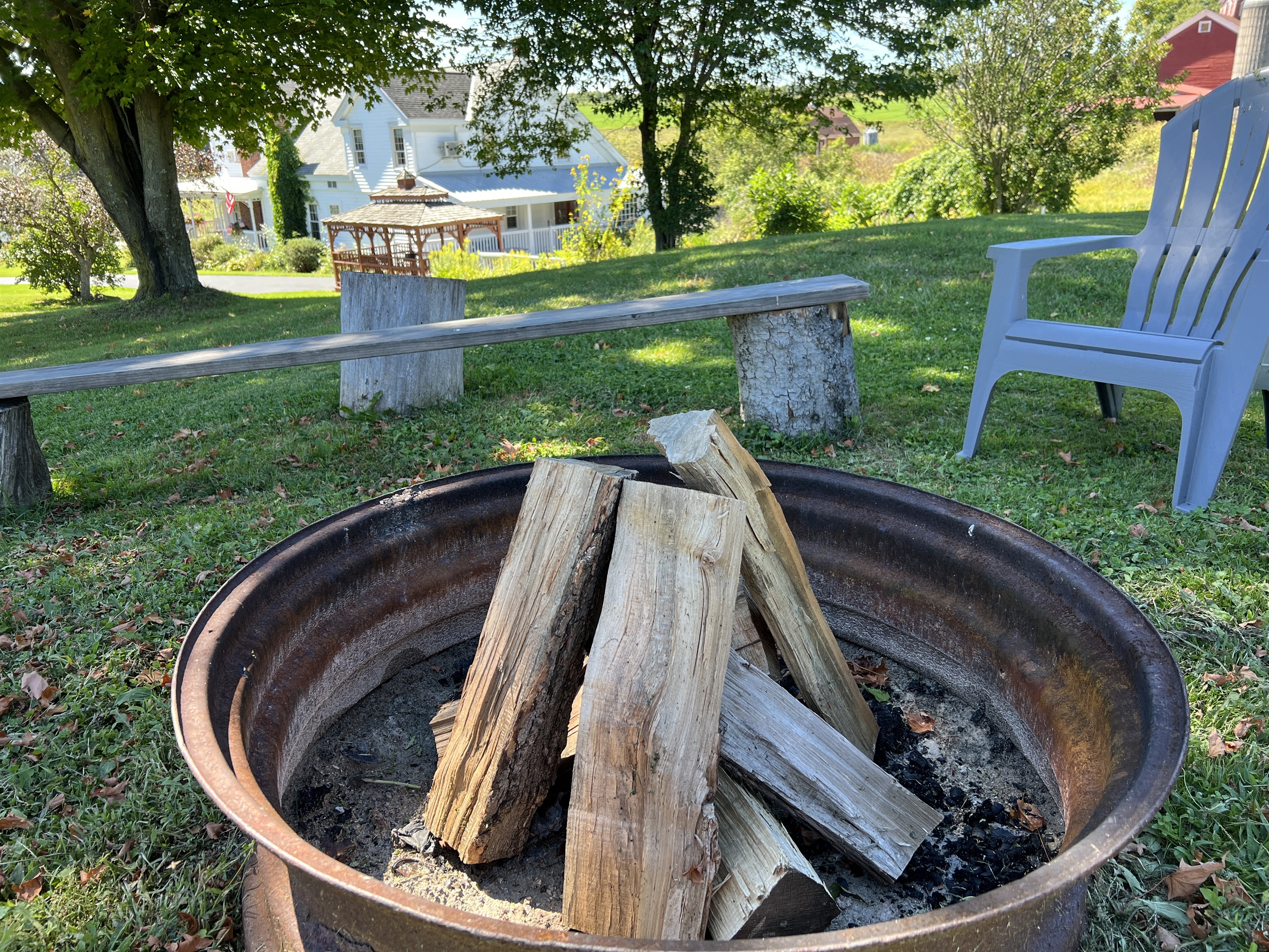 Campfire waiting to be lit