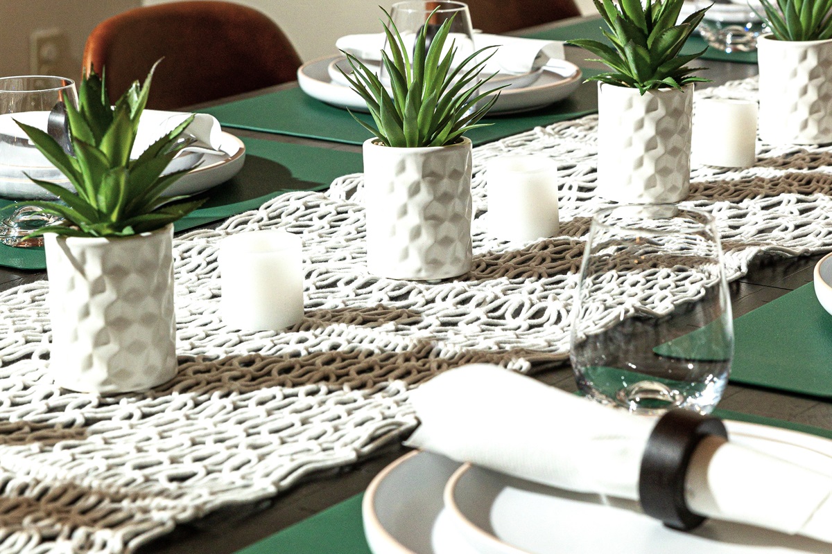 "Gather, dine, and create unforgettable memories around this stunning table! ✨🍽️ Our elegant dining space comfortably seats 12, perfect for celebrating special occasions, enjoying a chef-prep