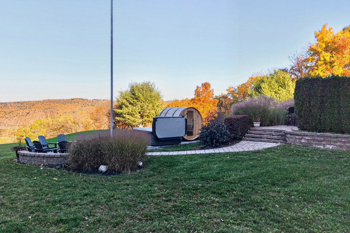 Outdoor seating area overlooking the surrounding landscape