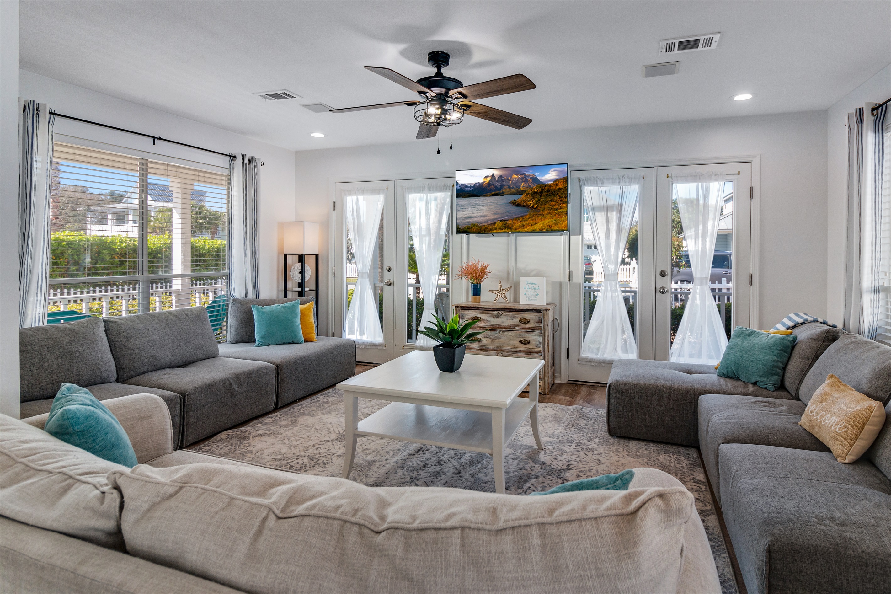 Beautiful, Comfy Living Room w/ 50" TV - plenty of comfortable seating with lots of natural light!