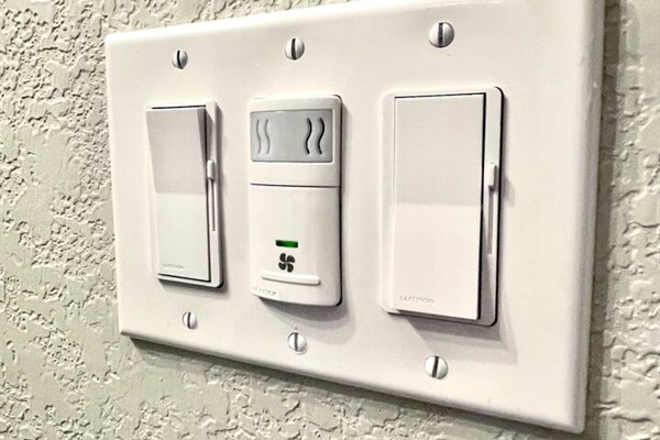 Each room has dimmable lights and controllable ceiling fan switches.