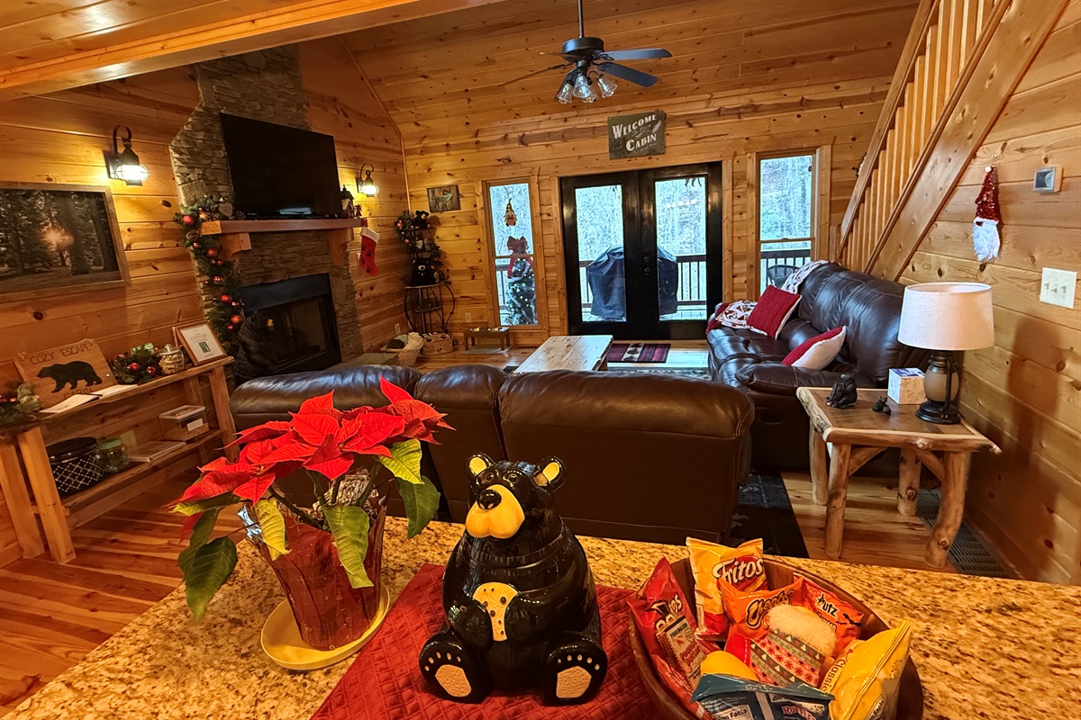 Most wonderful time in the year! Cabin is decorated for Christmas.