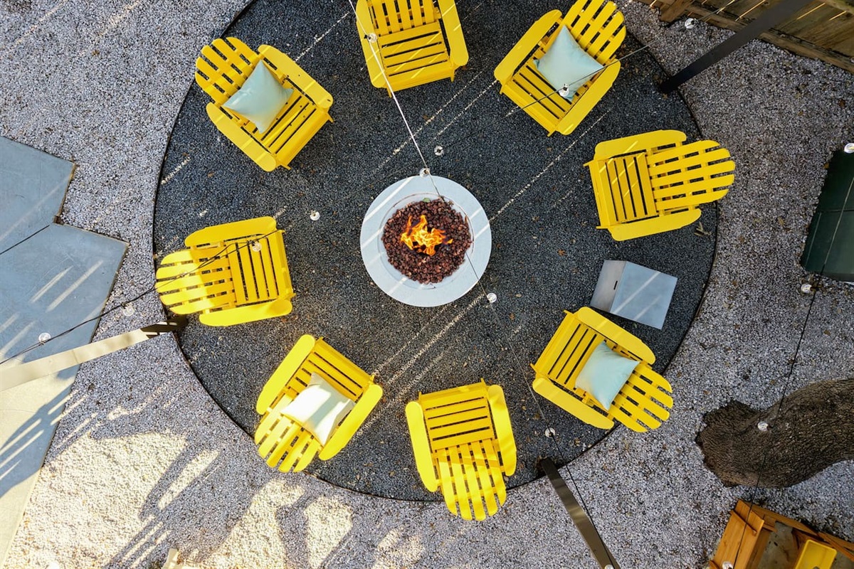 Gather 'round the fire pit and keep the good vibes glowing long after sunset. 