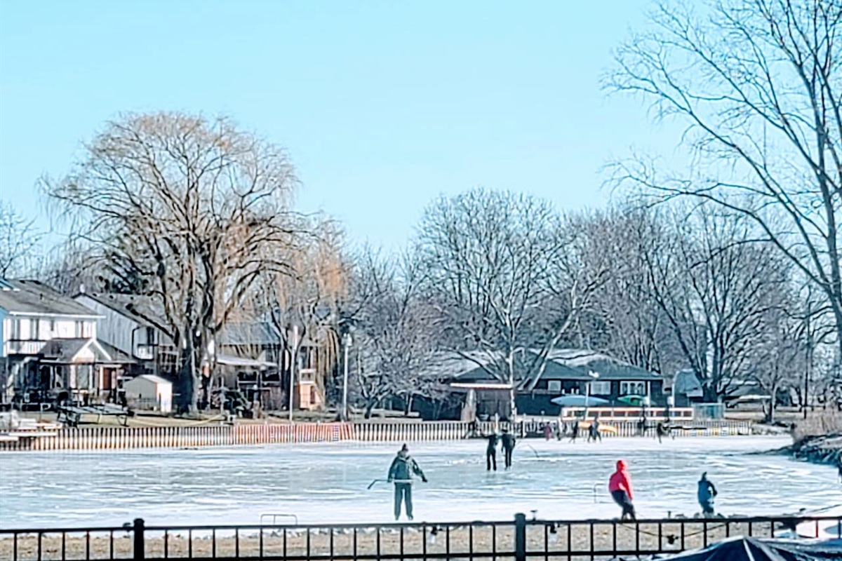 Winter wonderland! Backyard skating and hockey. 