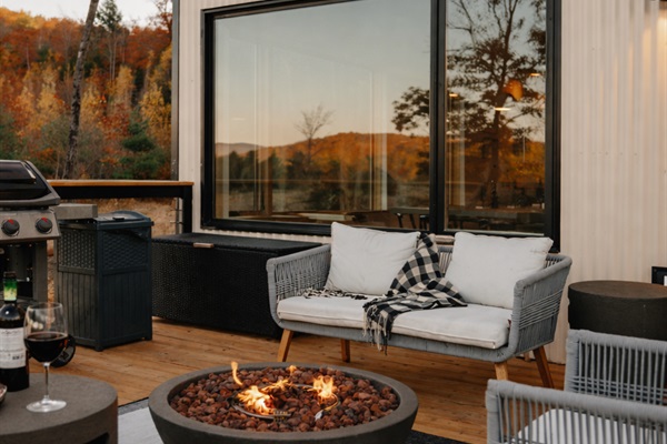 Outdoor seating area just off the main living space