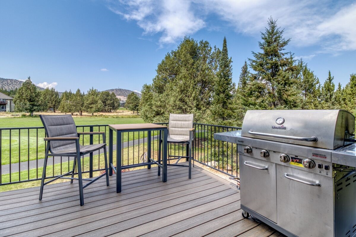 Upper deck seating for a bird's eye view and gas BBQ for grilling.