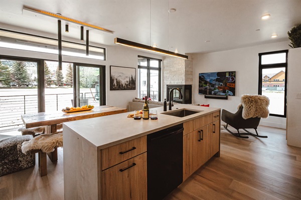 View from the kitchen overlooking the living room area