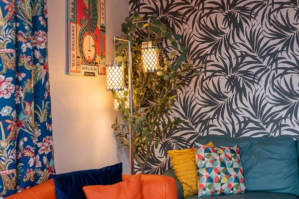 The bold design makes for interesting textures and colors in every corner.