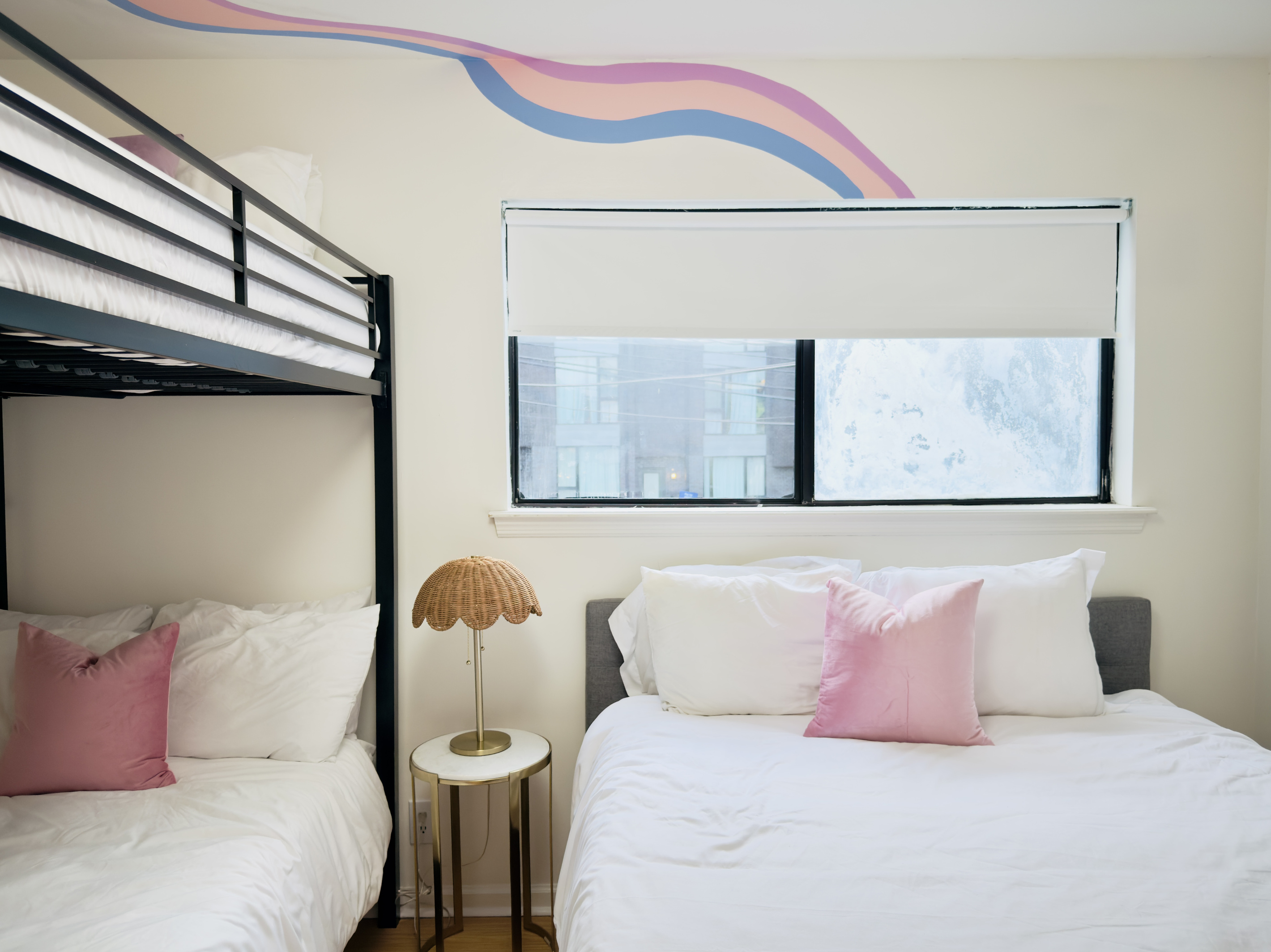 3 queen beds with fresh linens.