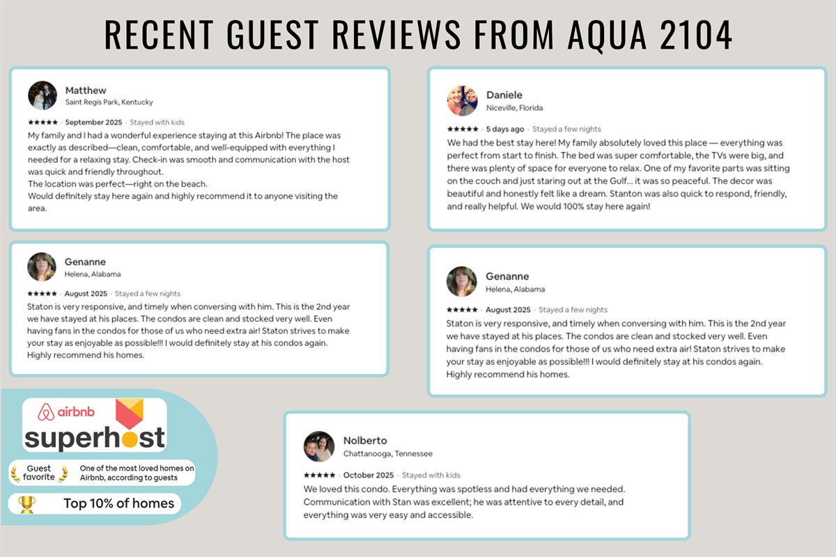 Recent reviews from happy guests show that you are in good hands!