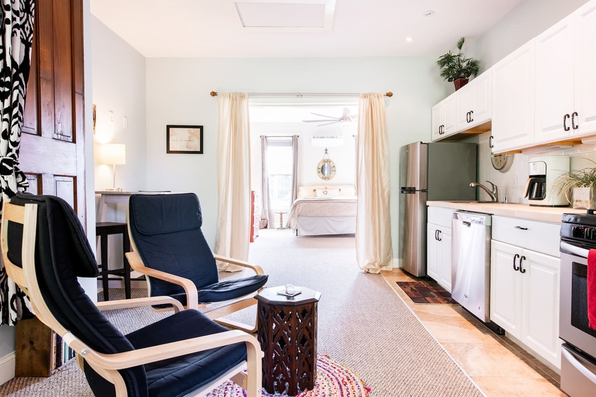 Upstairs living area in the studio
