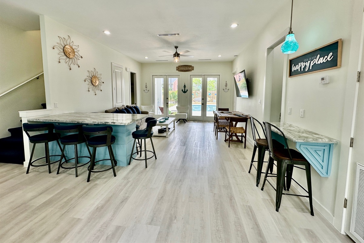 Downstais dining and living room