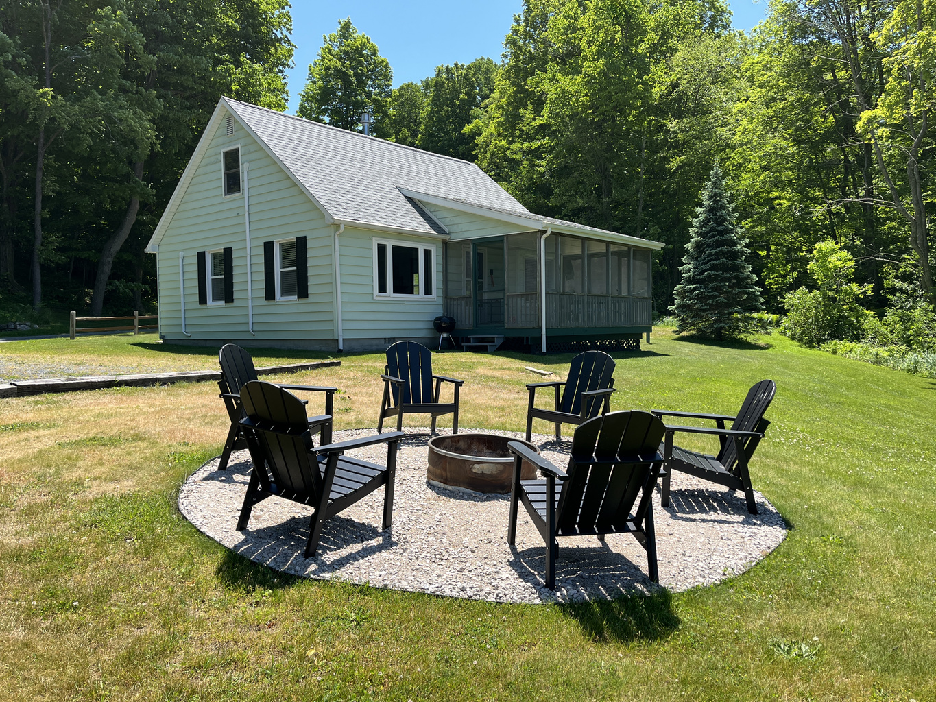Screened in Porch and Fire Pit