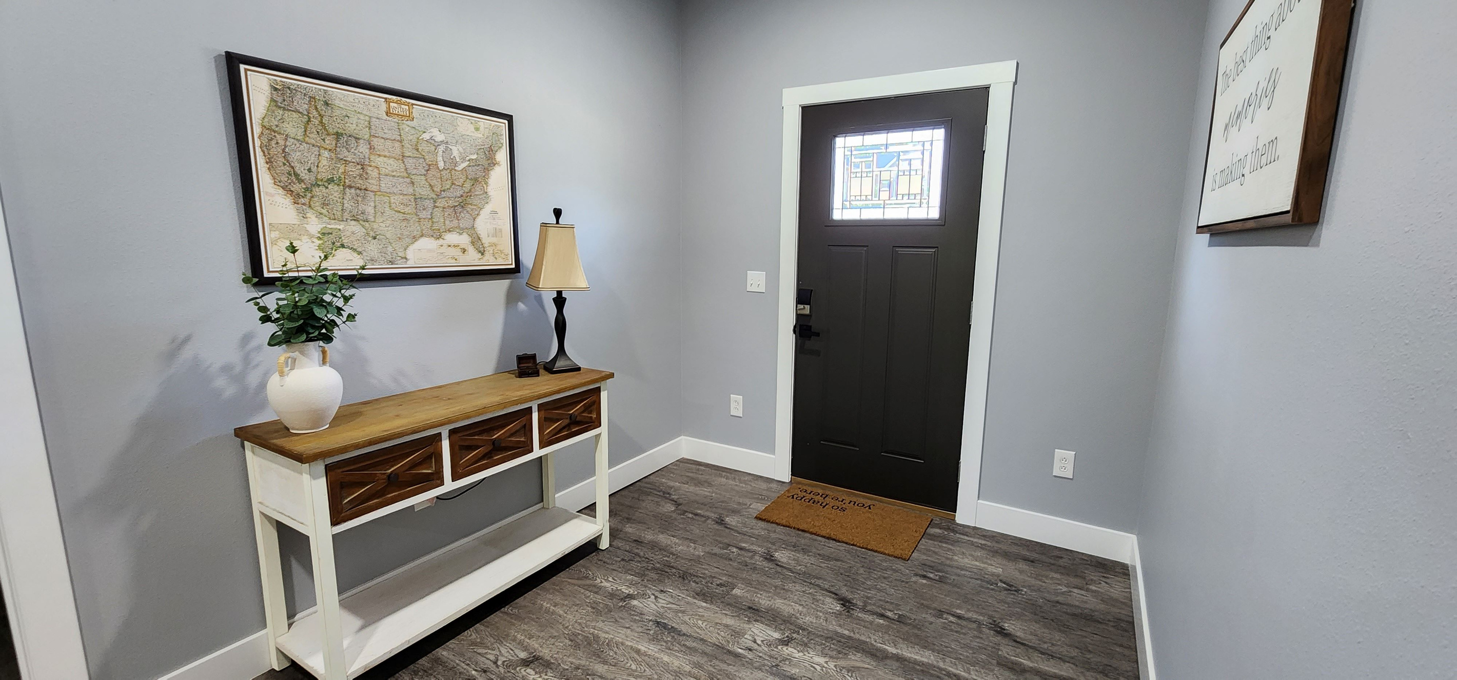 Easy self check-in with a welcoming entry space.