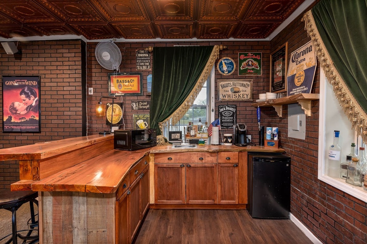 Convenient kitchenette located inside the Speakeasy lounge area.