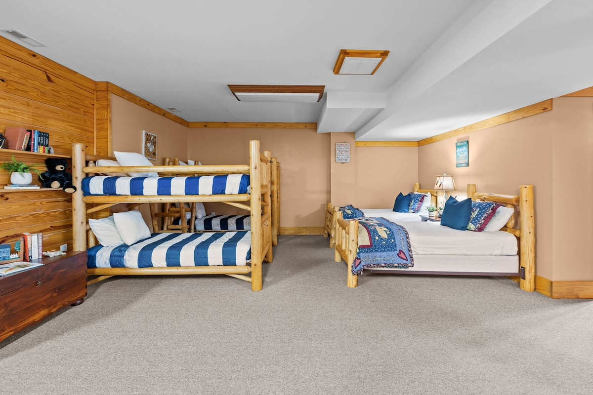 Bedroom #4 located on the lower level of the cabin