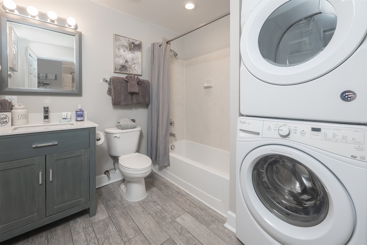 Full size washer and dryer in the second bathroom