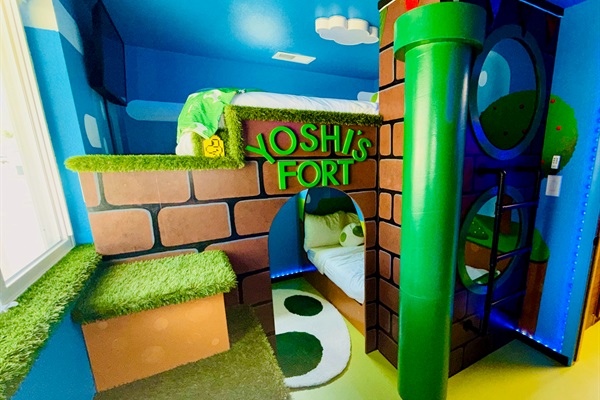 Yoshi's fort!! Kids' room and hangout spot. Adults can sleep in here too if desired :)