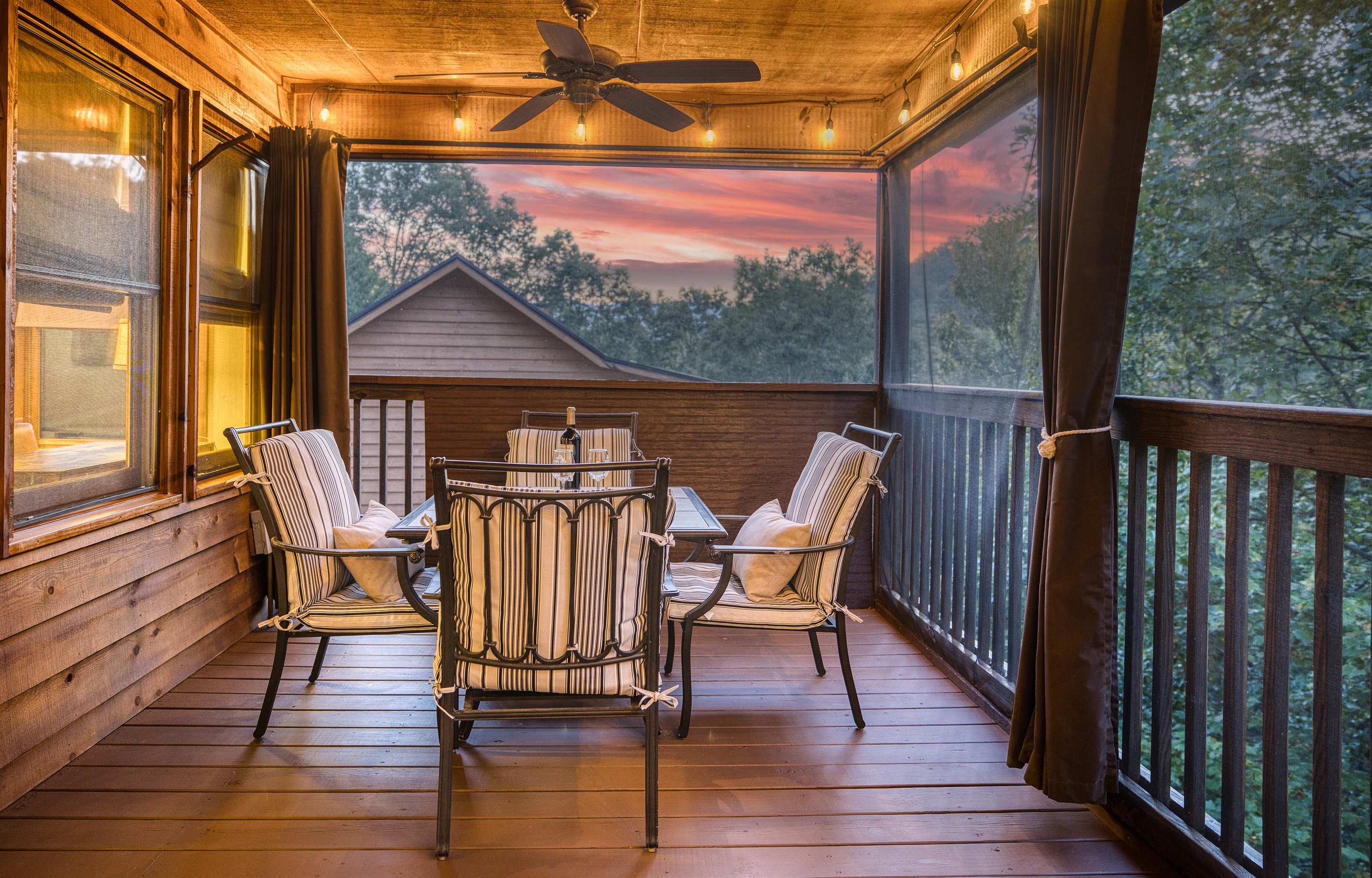 Dine outside in the screened in porch