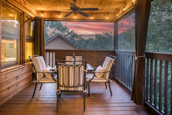 Dine outside in the screened in porch